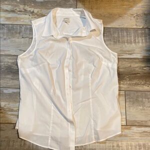 Talbots Cream Sleeveless Button Down Shirt